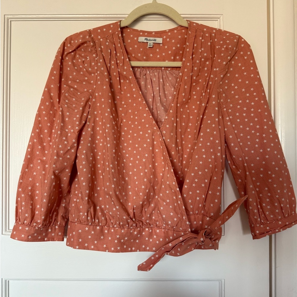 Madewell Star Print Wrap Blouse - Terracotta
